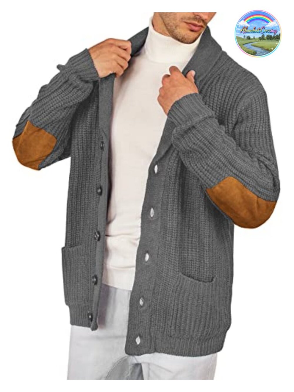 Men's Shawl Collar Cardigan Button Down Knitted Sweater with Pockets
